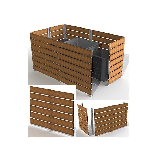 440853 - Abris poubelles et conteneurs - 1001 poubelles - L 200 x H 135 cm - Stratifié compact, finitions Mahogany ou Chêne clair_0