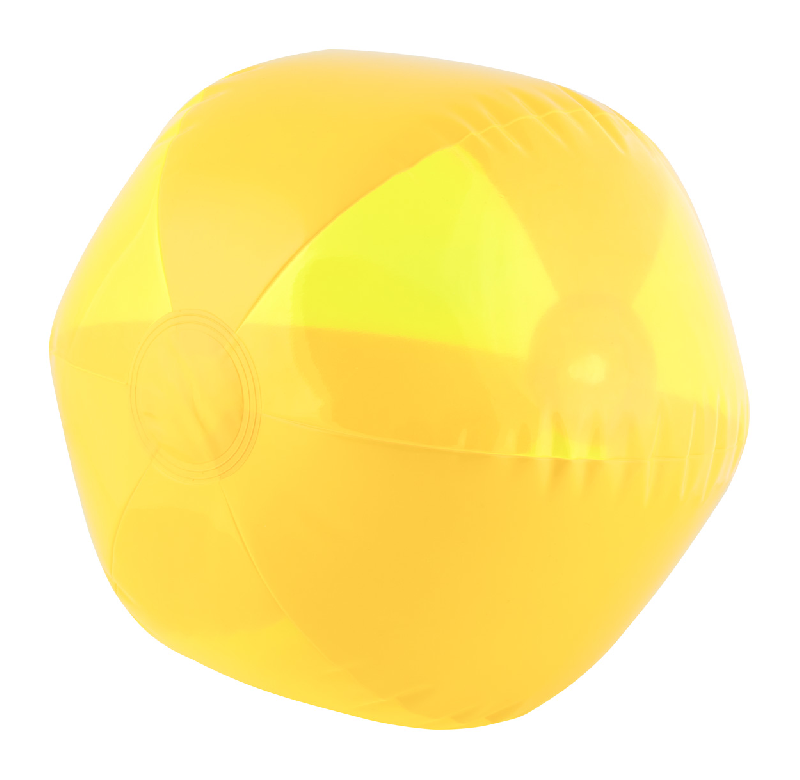 Ballon de plage en PVC - Ø26 cm - 6 panneaux mats et translucides - jaune_0
