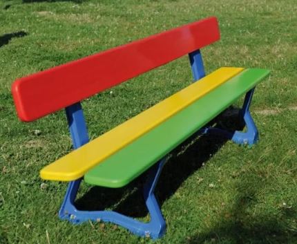 Banc Mora Junior en bois exotique - finition laquée - longueur 1500 mm - hauteur d’assise 270 mm - structure en fonte d’acier peinte_0