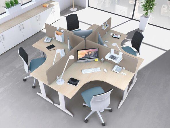 Bureau Call-center 4 personnes avec panneaux acoustiques_0
