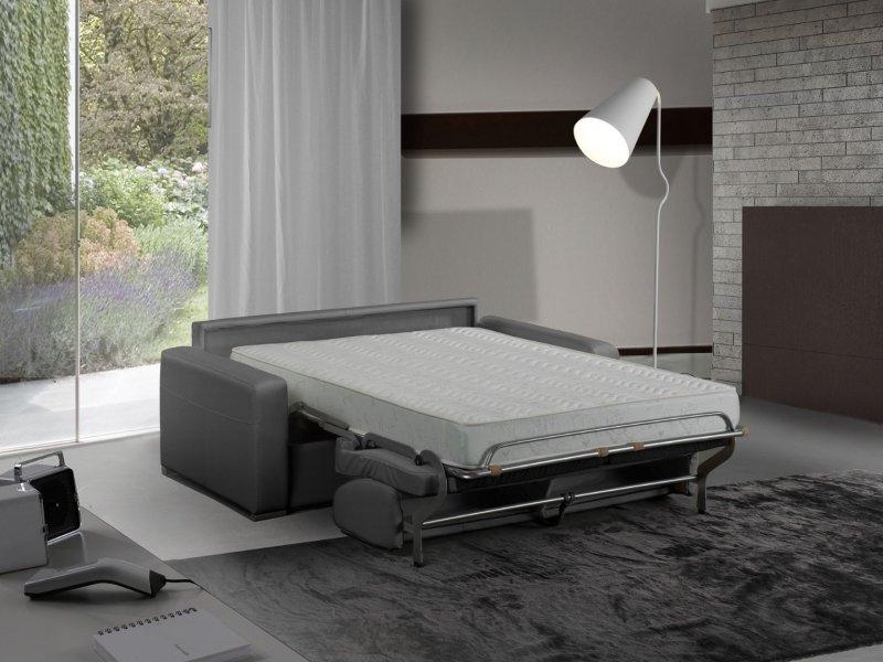 CANAPÉ LIT 3 PLACES MASTER CONVERTIBLE EXPRESS 140 CM CUIR GRIS GRAPHITE MATELAS 18 CM INCLUS_0