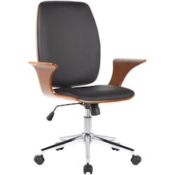 CLP Fauteuil de bureau Burbank avec coque d'assise en bois Noyer / Noir/Similicuir - marron polyester 316765_0