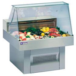 Comptoir vitrine réfrigéré Oceanus 100 - température 0° à -2°, châssis sur roues, plexiglas coulissants_0