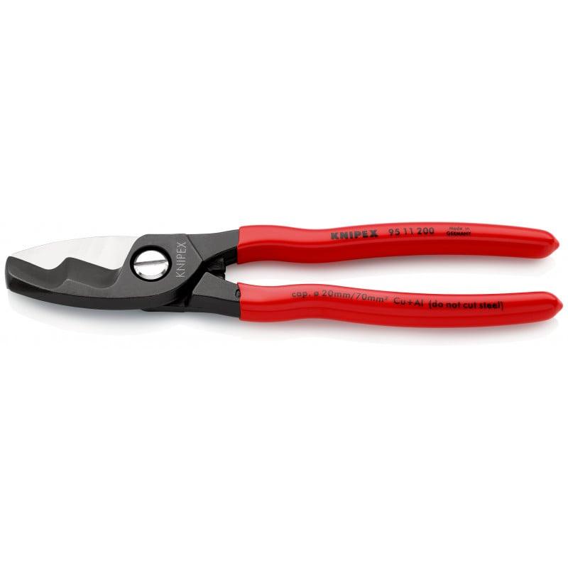 Coupe-câbles 200mm - Ø20mm / 70mm² Cu/Al - Gainage PVC - KNIPEX | 95 11 200_0