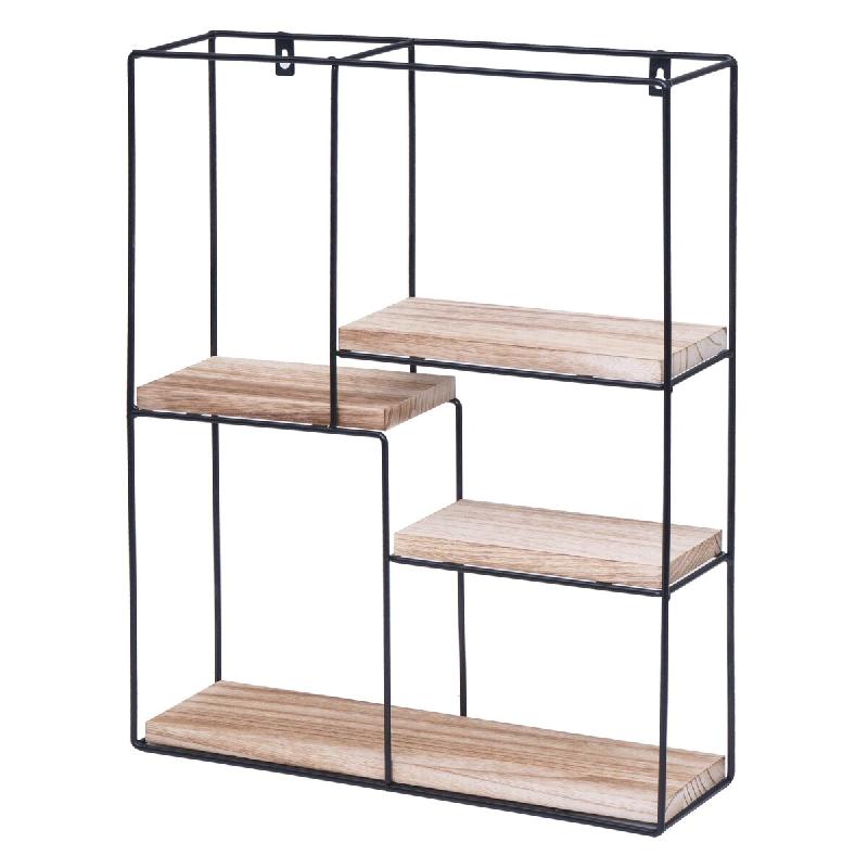Décoshop26 - Étagère murale suspendue 4 niveaux en métal et bois naturel design industriel 51 x 40 x 11 cm 04_0008667 - métal 3000262668212_0