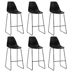 Décoshop26 - Lot de 6 tabourets de bar siège en plastique noir cadre en métal DEC029431 - noir 3000257371974_0