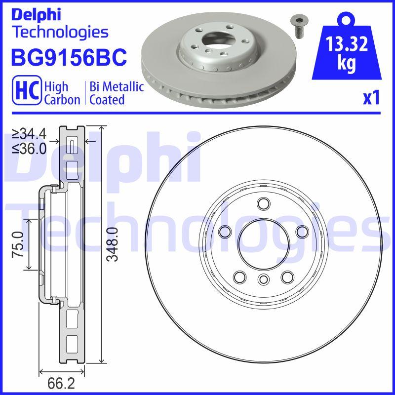 Disque de frein Delphi BG9156BC - boîte de 2 disques ventilés pour assemblage avant_0