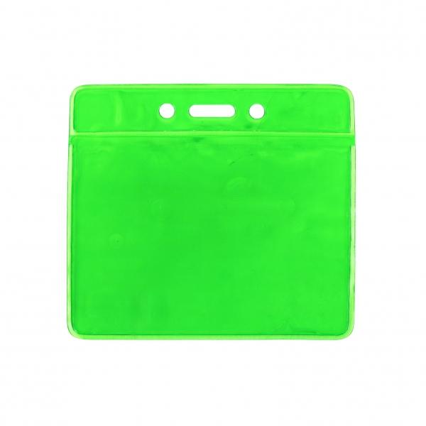 IDS 36H - Porte-badge en vinyle réfléchissant - Vert clair fluo (802 C) avec bandeau renforcé_0