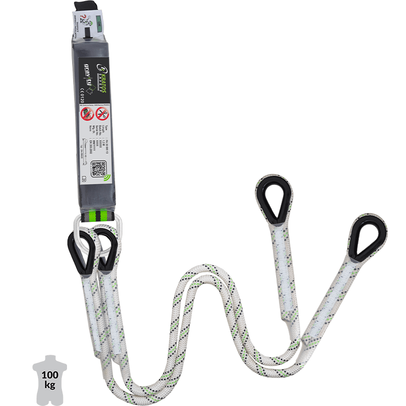 Longe double en polyamide tressé Ø11 - sans connecteur - REF : 81221 - Antichute avec boucles cossées et coutures protégées_0