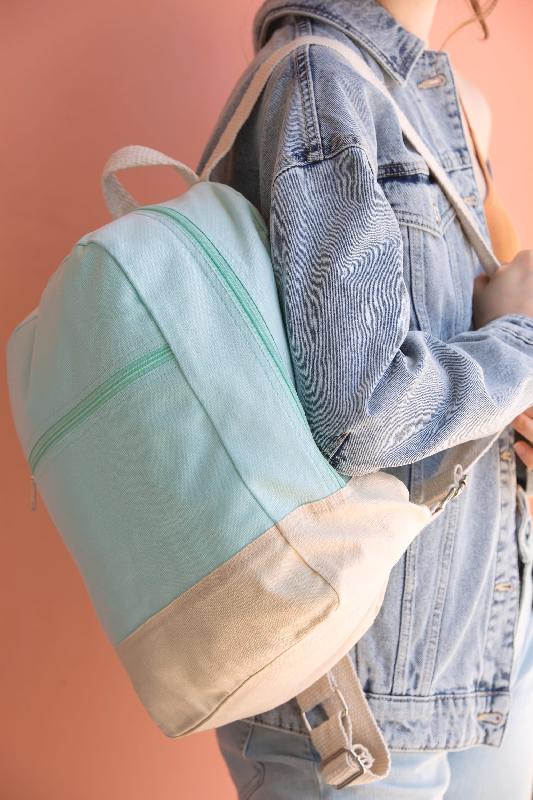 Sac à dos essentiel en coton - Kimood - Réf: KI0185 - Fond contrasté - 210 g/m²_0