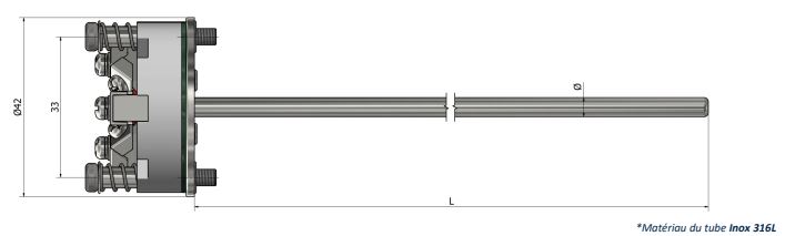 Sonde à résistance Pt 100/Pt 500/Pt 1000 avec tête de raccordement interchangeable - PI01_0