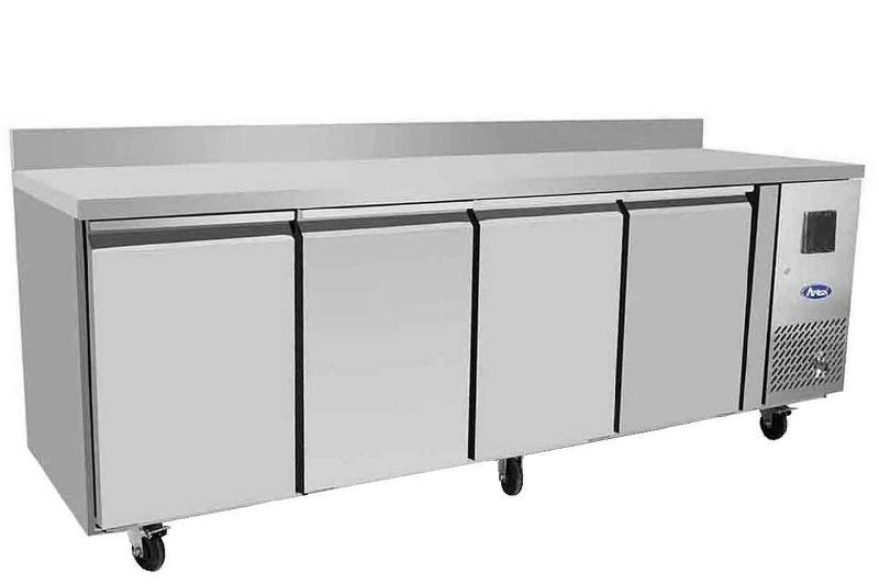 Table réfrigérée négative 4 portes - profondeur 600mm - avec dosseret et plan de travail inox - EPF3481GR-SB_0