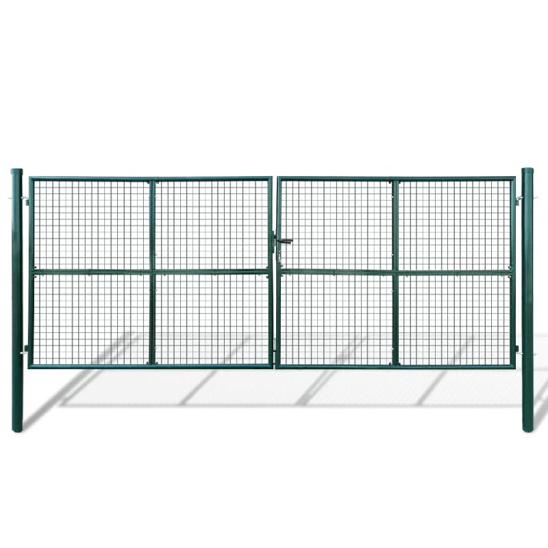 Vidaxl portail de clôture de jardin 415x200 cm / 400x150 cm acier vert 145050_0