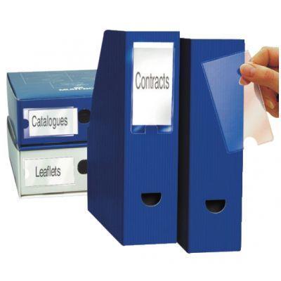Blister de 6 porte-étiquettes adhésives en polypropylène transparent - Format 62x150 mm avec bristols blancs prédécoupés_0