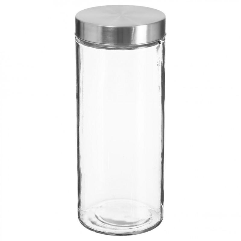 Bocal en verre hermétique 2L transparent et argent - Paris Prix_0