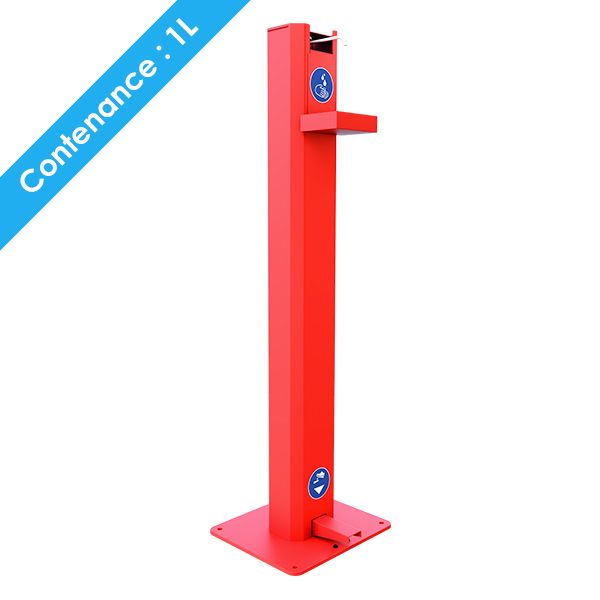Borngel/r - distributeur de gel hydroalcoolique à pédale mécanique - ingitek - acier rouge (capacité 1 litre)_0