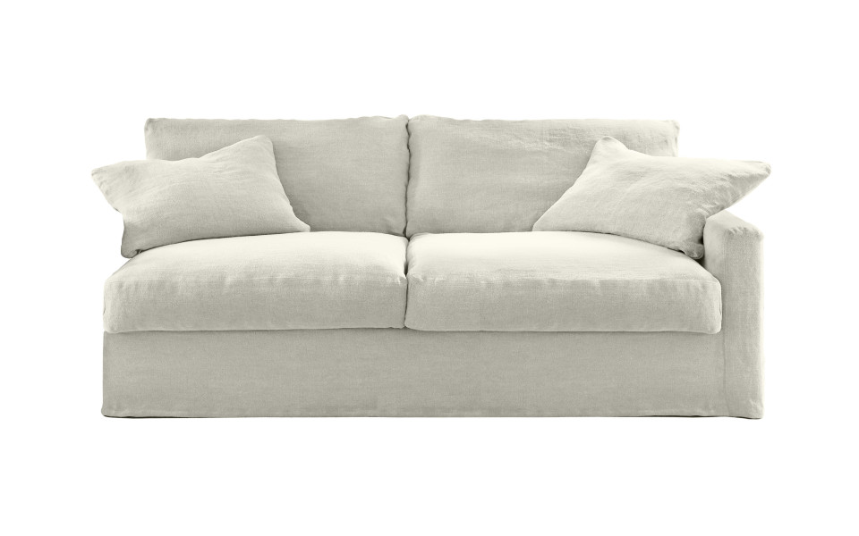 Canapé bâtard 3 places Biscarrosse 195 cm G/D - Home Spirit - Confort en plume et lin, configurable_0