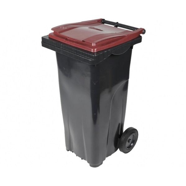 Conteneur poubelle bicolore - 240 litres Gris / Rouge Grenat (RAL 3000)_0