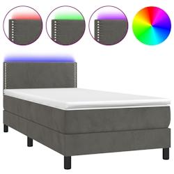 Décoshop26 - Lit LED avec sommier, tête de lit réglable, matelas 90x190 cm en velours gris foncé TDL0208263 - gris 3001279888006_0