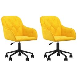 Décoshop26 - Lot de 2 chaises de salle à manger bureau sur roulettes siège pivotant hauteur réglable en velours jaune DEC025266 - jaune 3000255160426_0