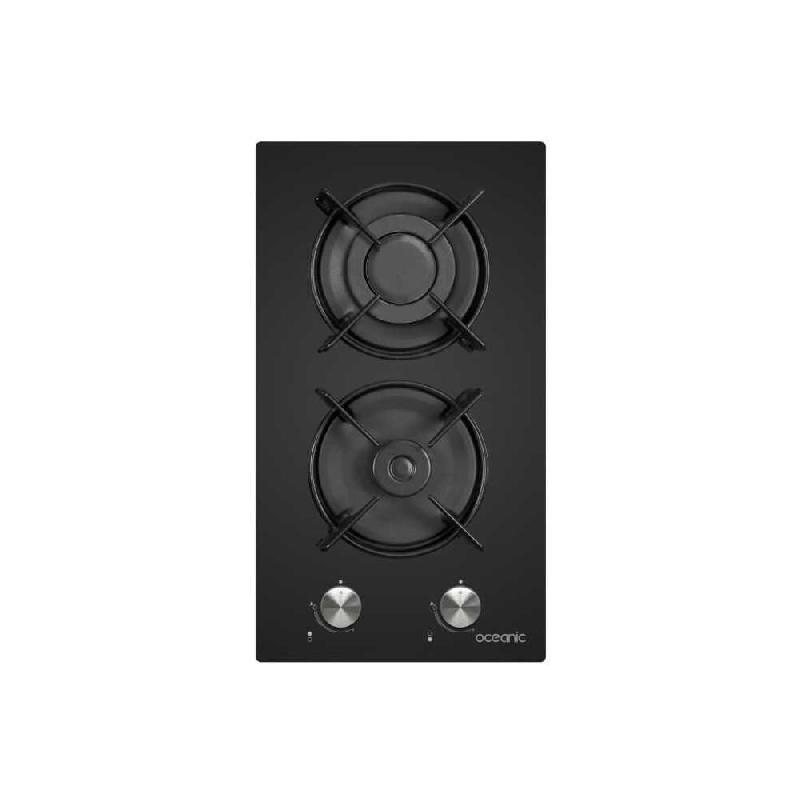 Domino gaz 2 foyers verre trempé noir 29×52×4,75 cm OCEANIC - noir verre OCEATG2VB2_0