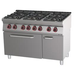 Fourneau gaz 6 feux avec four électrique statique GN 2/1 120  C7FOG6FFS120 Casselin - C7FOG6FFS120_0