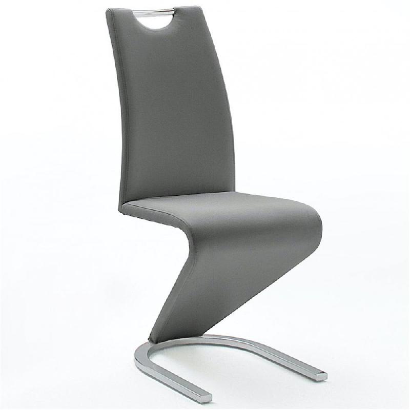 LOT DE 2 CHAISES ALBI TISSU GRIS AVEC PIÈTEMENT TUBE CHROME_0