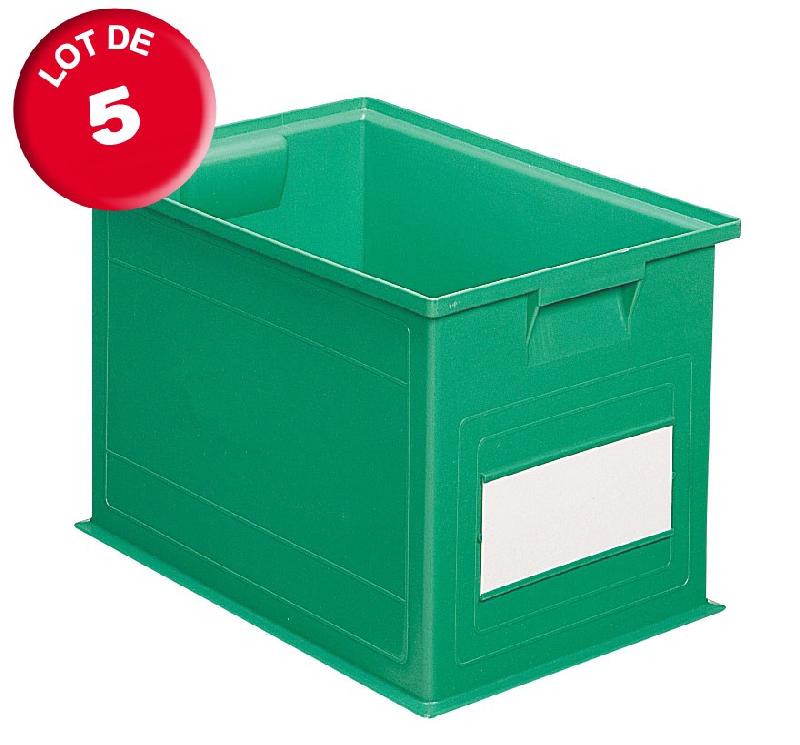 Lot de 5 caisses plastiques cp 40.5 litres vertes_0