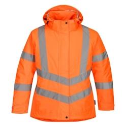 Portwest - Parka de travail chaude pour femmes haute visibilité orange, doublure matelassée, taille S - EN ISO 20471_0