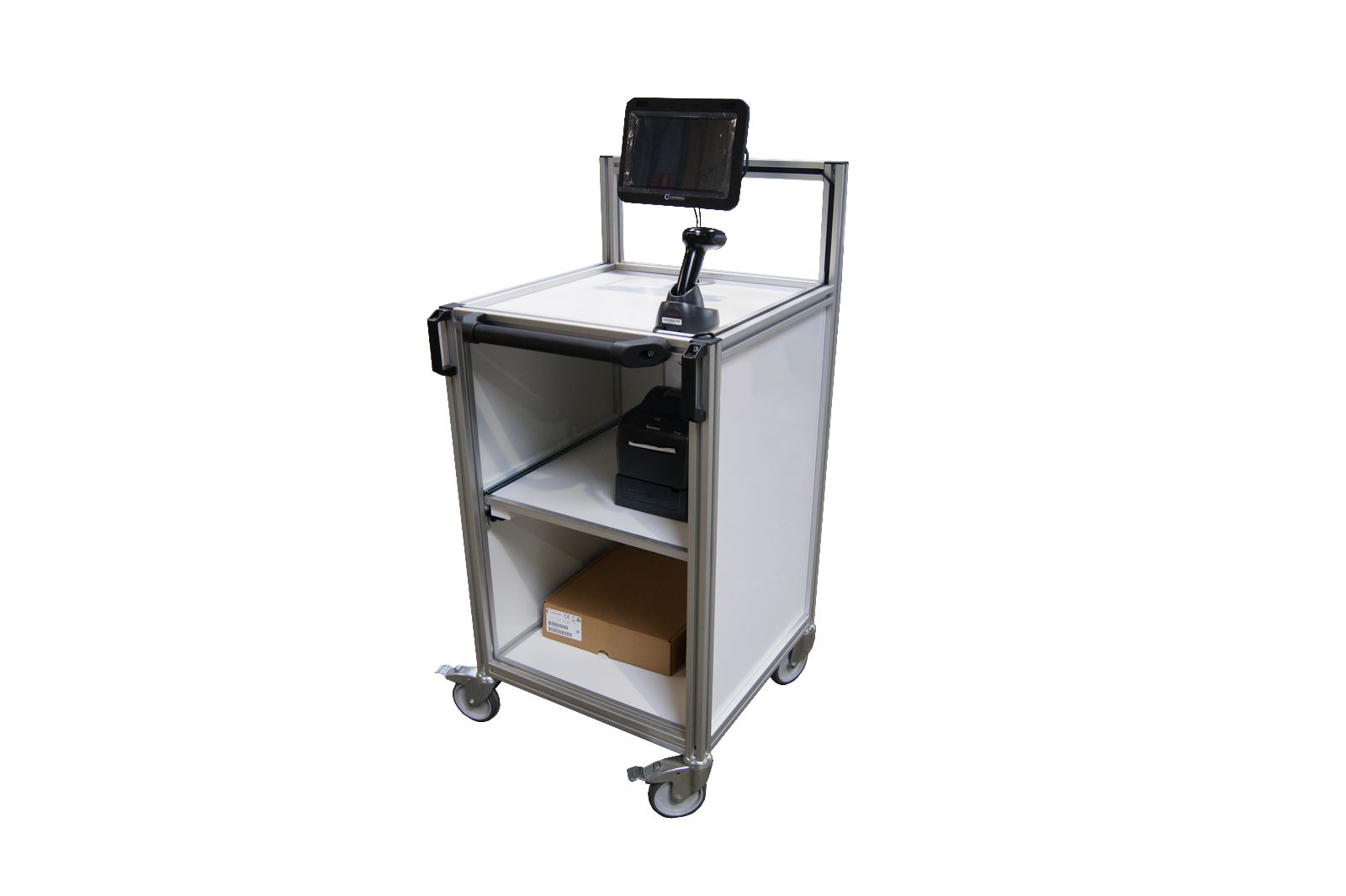 Powertec 2 - Chariot informatique mobile protégé 3 faces - Dimensions L600 x P610 x H1015 mm_0