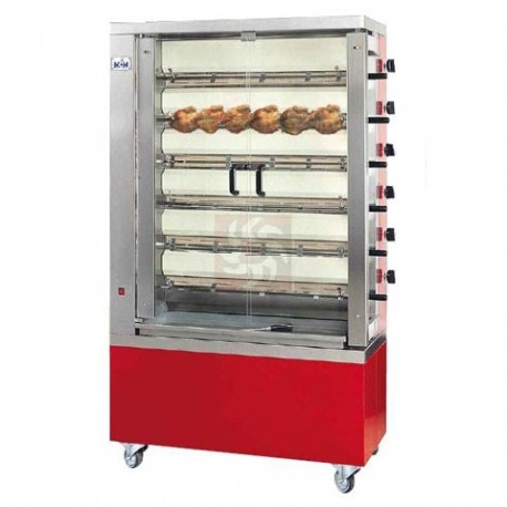 Rôtissoire verticale à gaz MCM 6EG - 6 broches - 36 poulets - Structure inox AISI 304_0