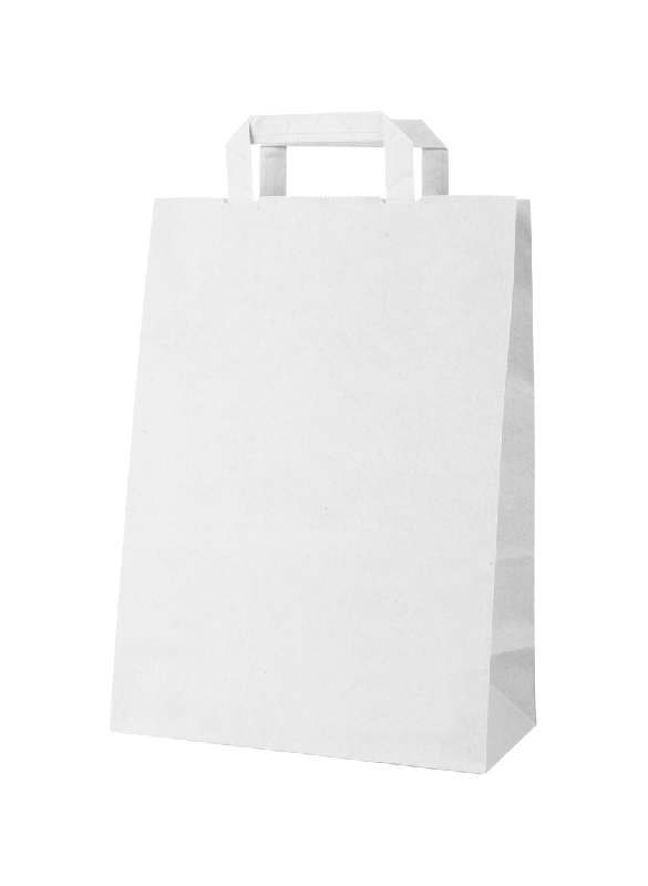 Sac publicitaire en papier kraft - poignée plate - 80 g/m² - couleur blanc_0