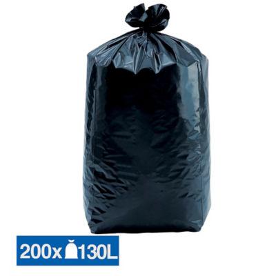 Sacs poubelle déchets légers noirs 130 L, lot de 200_0