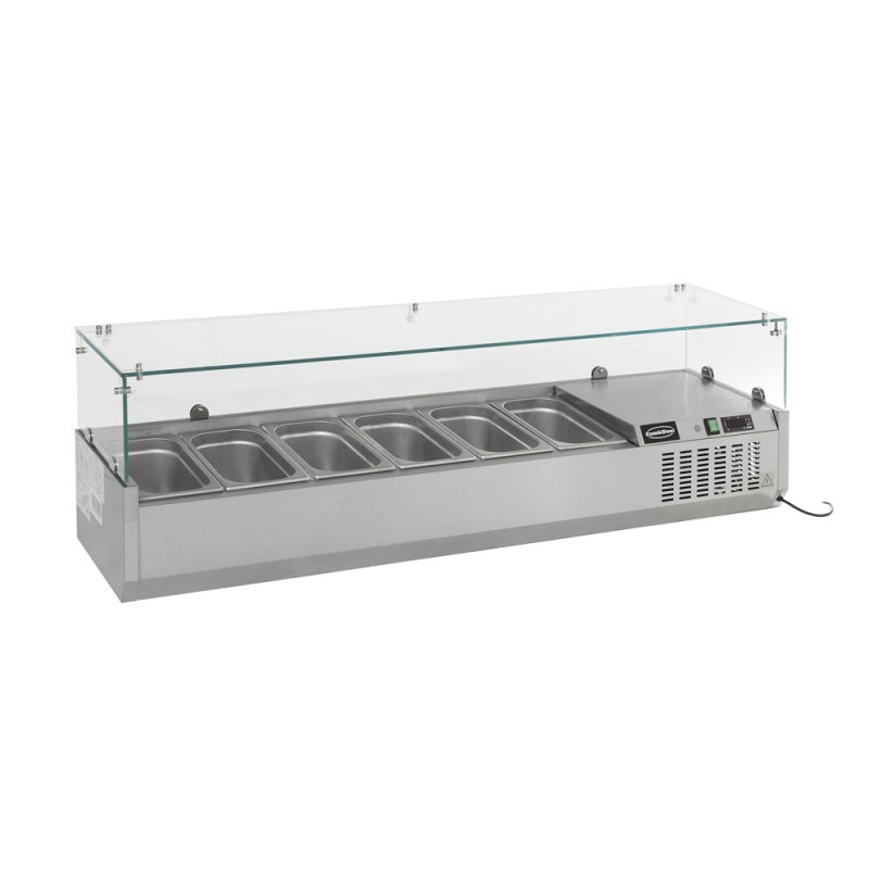 Saladette réfrigérée à poser 150 L - 6 bacs GN 1/4 - Idéal pour Bubble Tea, avec décongélation automatique_0