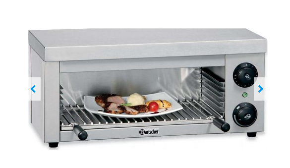 Salamandre électrique inox Bartscher - 2kW - avec grille et lèchefrite - 610x305x280mm_0
