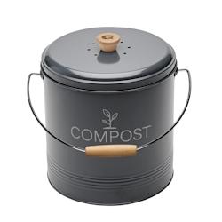 Seau compost rond gris foncé 8L -  800 cl Rond Métal Guillouard 21x21 cm - gris métal 3273960406152_0