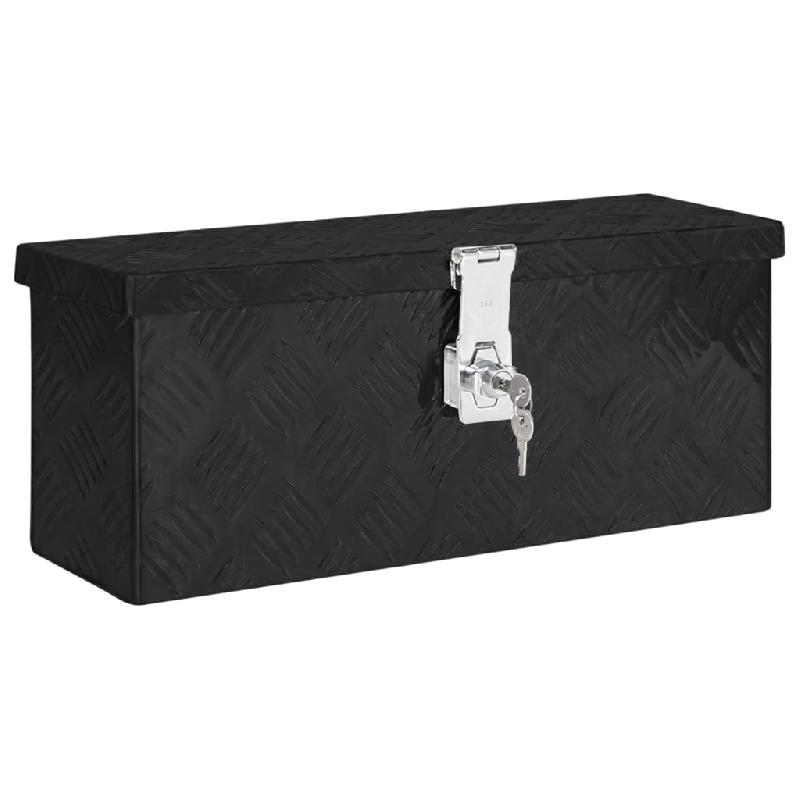 Vidaxl boîte de rangement noir 50x15x20,5 cm aluminium 152247_0