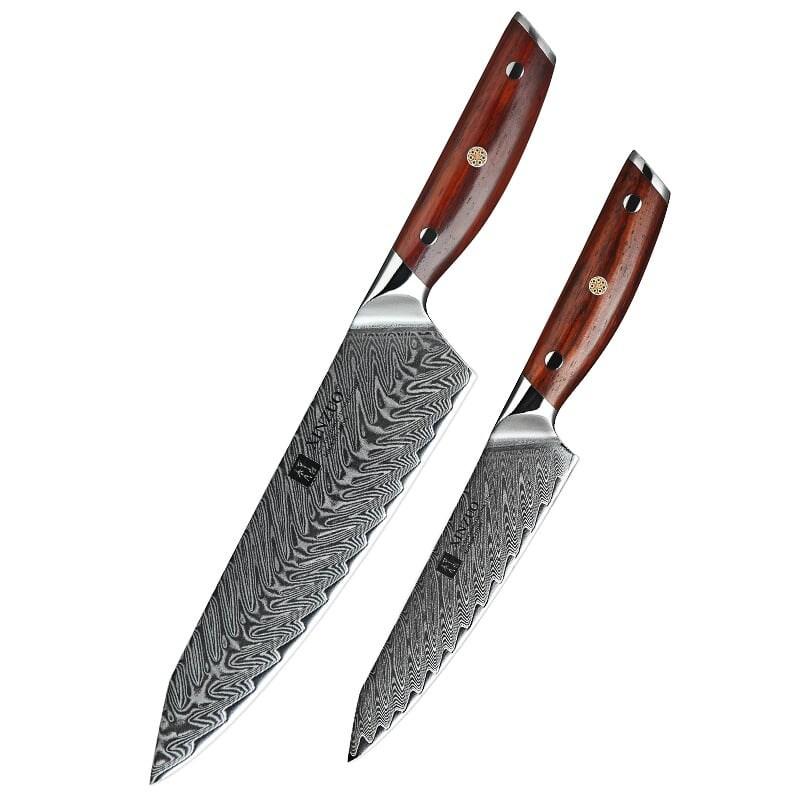 XinZuo - Set de couteaux Damas 2 pièces - Série B27 Yi - multicolore multi-matériau B27-A2_0
