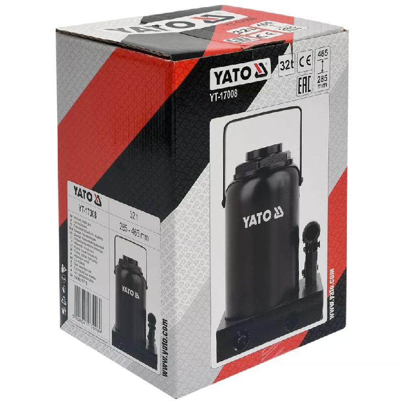 Cric Bouteille Yato YT-17007 20 Tonnes - Cric Hydraulique Professionnel Noir