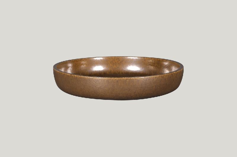 ASSIETTE COUPE CREUSE ROND BRONZE PORCELAINE Ø 24 CM RAKSTONE EASE