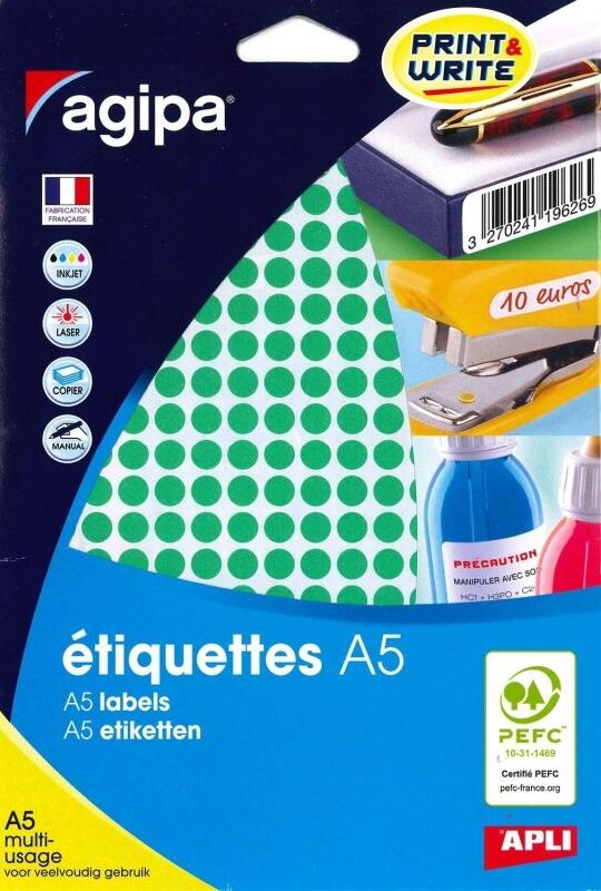 2940 pastilles adhésives vertes, diamètre 8 mm (10 feuilles A5 / cdt) - 3270241143010_0