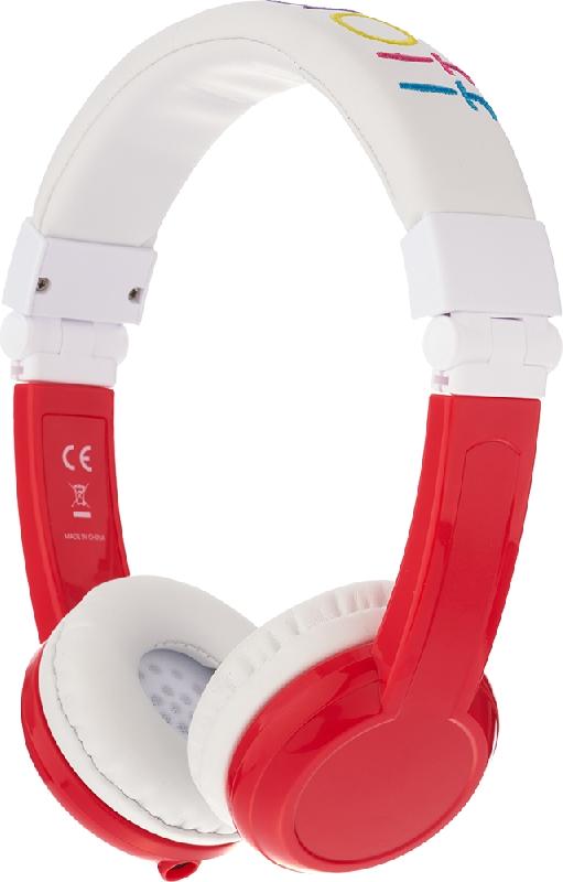 CASQUE FILAIRE POUR ENFANT BUDDYPHONES EXPLORE FOLDABLE ROUGE ET BLANC_0