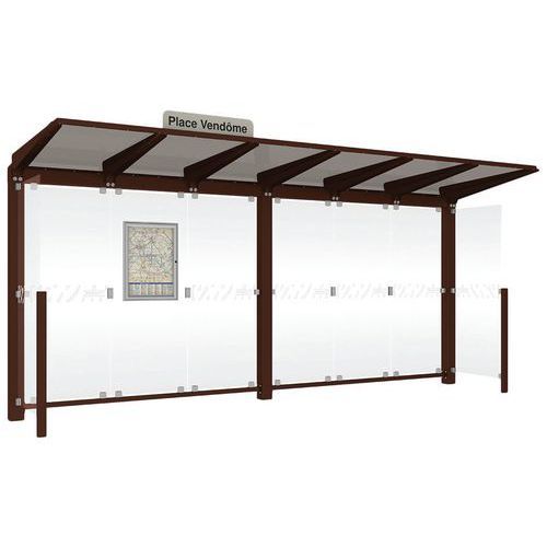 ABRI BUS VENISE 5 M BARDAGES LATÉRAUX ET LEDS MARRON 8017 - PROCITY