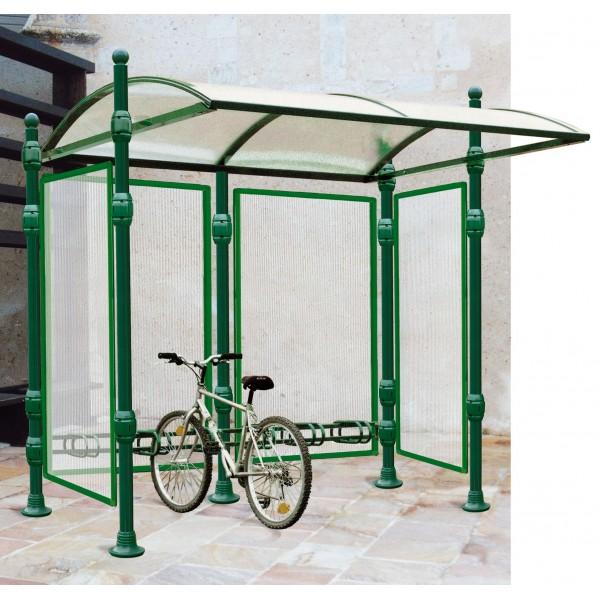 ABRI VÉLO SEMI-OUVERT DÉCO / STRUCTURE EN ALUMINIUM / BARDAGE EN POLYCARBONATE ALVÉOLAIRE / POUR 6 VÉLOS_0