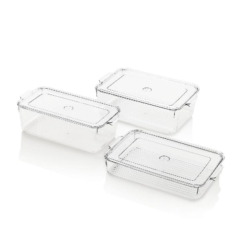 AQA Design Ensemble de 3 conteneurs avec couvercle YODO-C en PET transparent L.33,5 P.21,5 H.10 MP02671 - transparent plastique MP02671_0