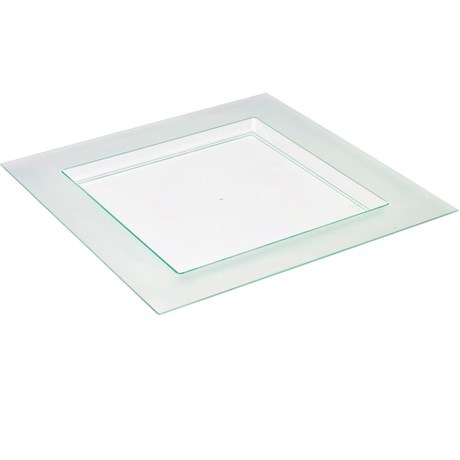 ASSIETTE JETABLE PLASTIQUE DIAMANT VERT TRANSPARENT 25 X 25 CM (VENDU PAR 50)