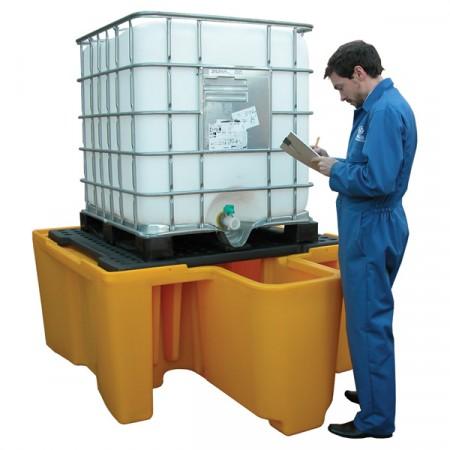 Bac de rétention plastique 1100L avec distributeur intégré - compatible 1 IBC - PEBD - 1120 L de rétention_0