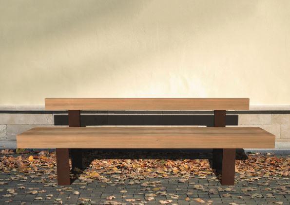Banc urbain Vedza - structure en acier et lames de bois - Longueur 200 mm, Hauteur 100 mm, Largeur 30 cm_0