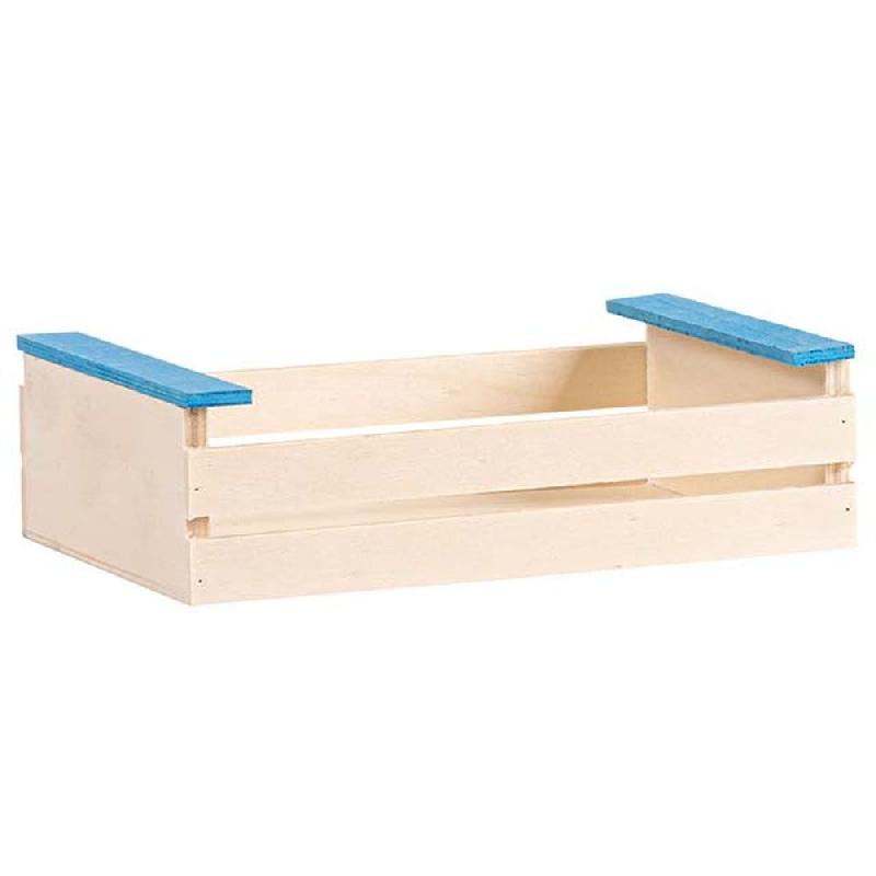 Cagette bois rectangle larges lattes nature/bleu 17x11x5cm_0