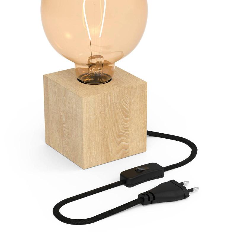 CALEX LAMPE À POSER CUBIQUE AVEC PLACAGE BOIS